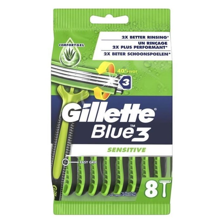 Gillette Blue 3 Sensible Rasoirs Jetables x8