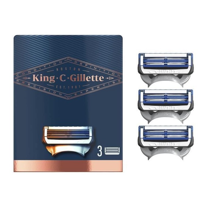 KING C. GILLETTE Lames de rasoir Cou x3