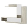 Meuble TV paroi murale 2 portes et 1 étagere - Décor chene et blanc - L 218 x P 40 x H 168 cm - ELM