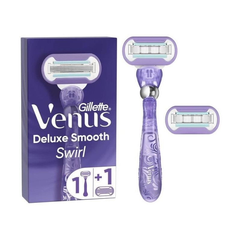 Gillette Venus - 1 Rasoir + 2 lames Deluxe Smooth Swirl Violet