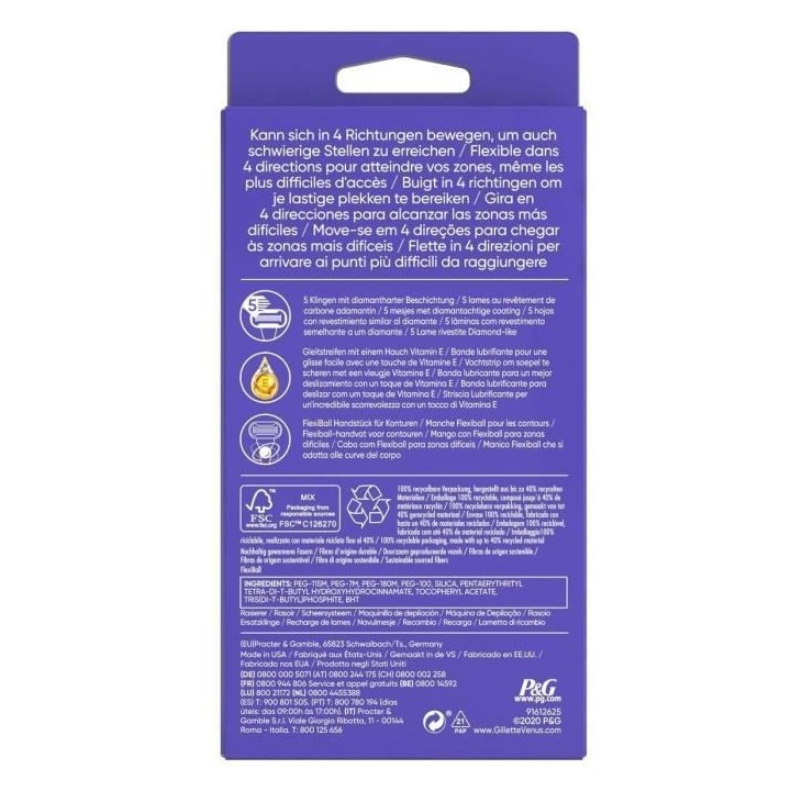 Gillette Venus - 1 Rasoir + 2 lames Deluxe Smooth Swirl Violet