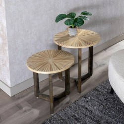 Table d'appoint Beige Bambou 45 x 45 x 55 cm Bois MDF