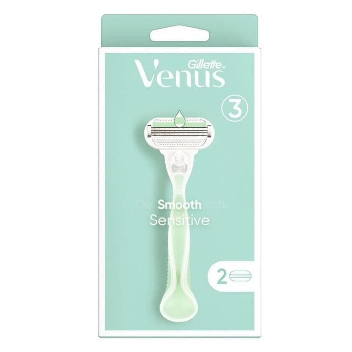 Gillette Venus - 1 Rasoir vert + 2 lames Deluxe Smooth Senstive