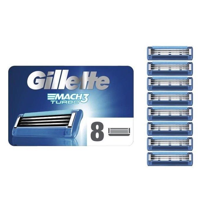 GILLETTE Lames de rasoir Mach3 Turbo x8