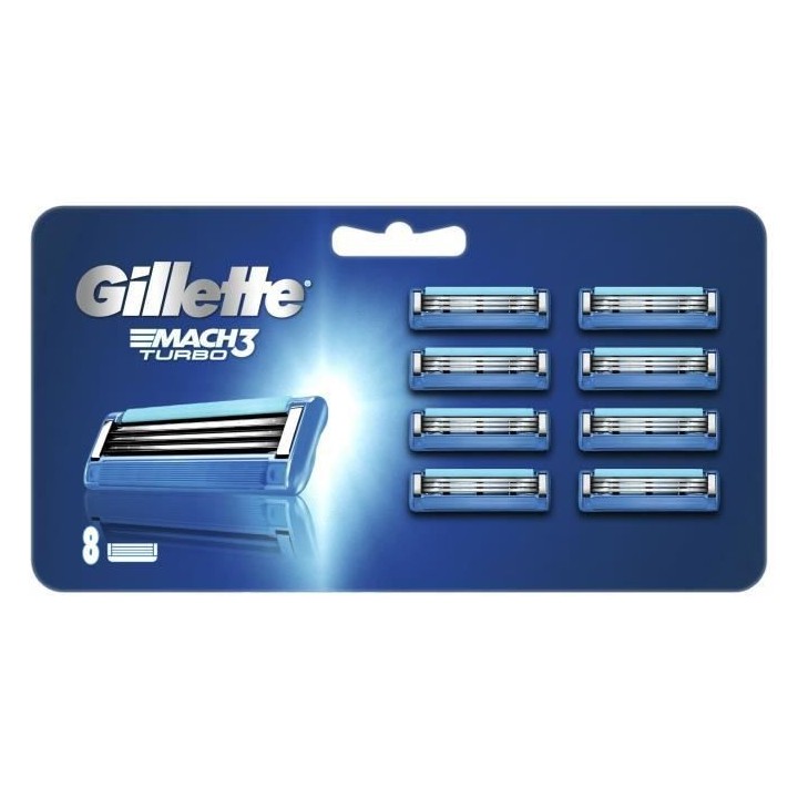 GILLETTE Lames de rasoir Mach3 Turbo x8