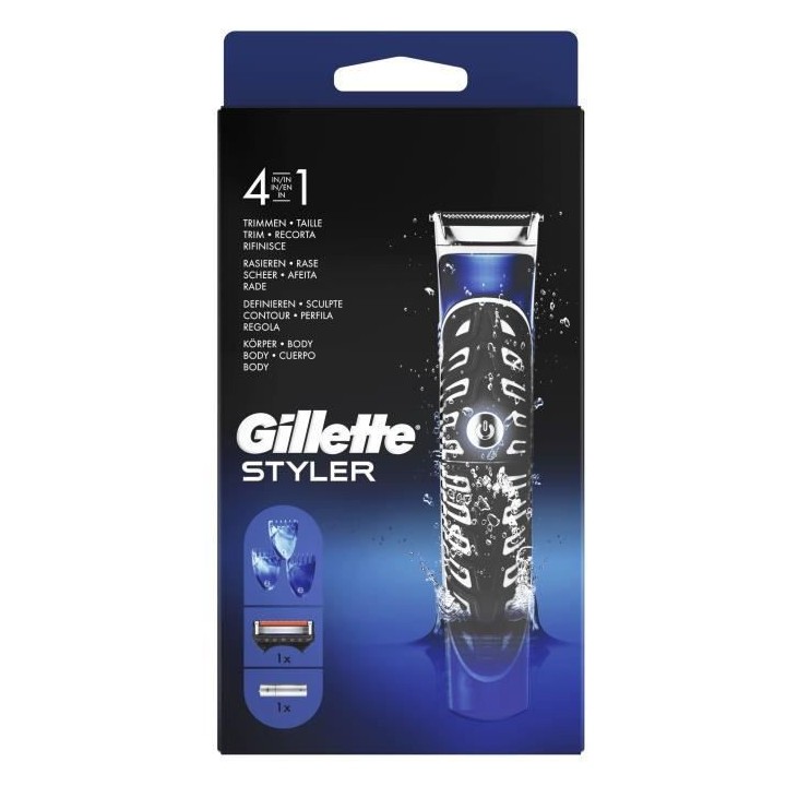 Gillette Tondeuse De Précision Corps Et Barbe 4 En 1 Pour Homme, Raso