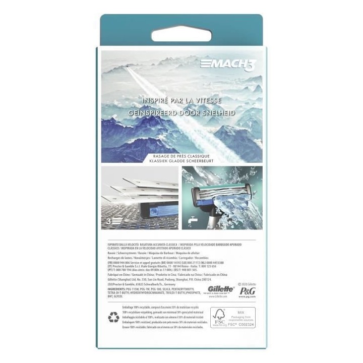 Gillette Mach3 Rasoir et 3 Recharge