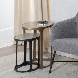 Table d'appoint 45 x 29 x 48 cm Noir Doré