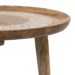 Table d'appoint 45 x 45 x 46 cm Naturel Blanc Bois de manguier