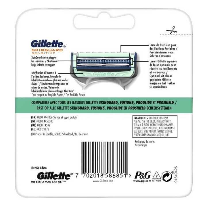 GILLETTE Lames de rasoir SkinGuard x6