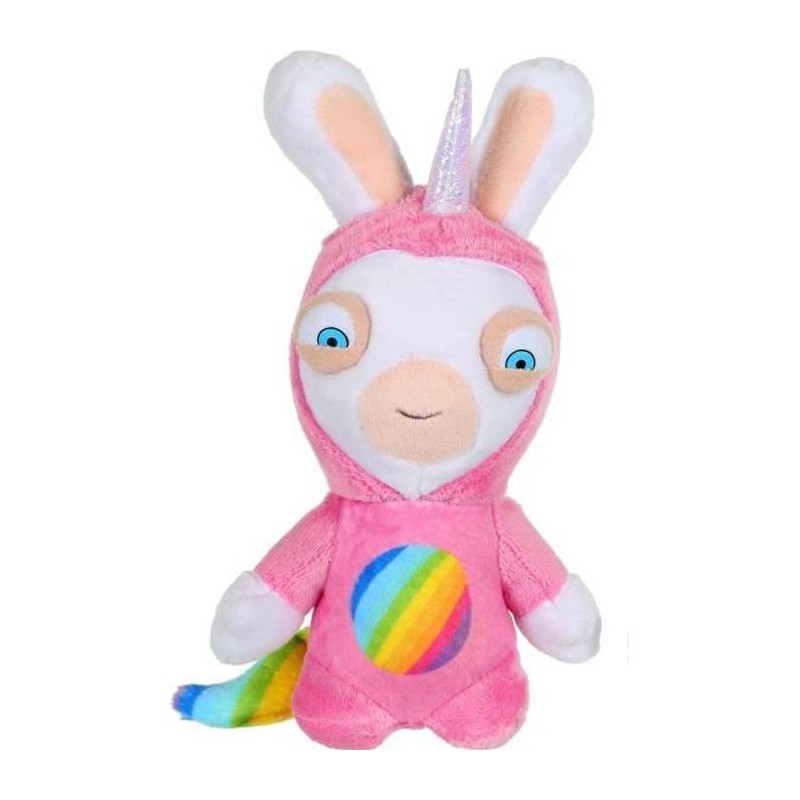 LAPINS CRETINS Peluche Licorne Lapicorne Sonore Rose - 18 cm