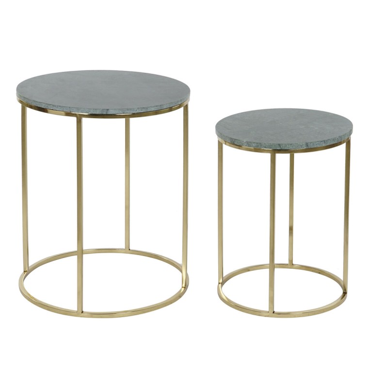 Jeu de 2 tables DKD Home Decor Vert Doré Aluminium Marbre 46 x 46 x 58 cm