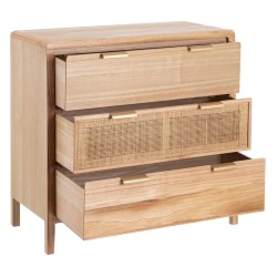 Caisson à Tiroirs HONEY Naturel Bois de paulownia Bois MDF 80 x 40 x 82 cm