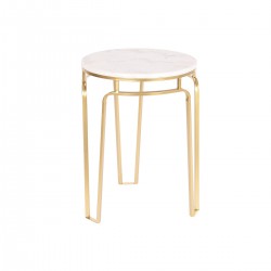 Table d'appoint DKD Home Decor 40 x 40 x 54,5 cm Doré Métal Blanc Marbre