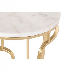 Table d'appoint DKD Home Decor 40 x 40 x 54,5 cm Doré Métal Blanc Marbre