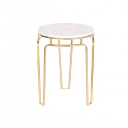 Table d'appoint DKD Home Decor 40 x 40 x 54,5 cm Doré Métal Blanc Marbre