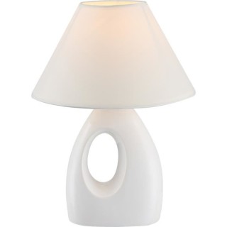 Lampe a poser céramique - Tissu blanc - Interrupteur - Ø 20 x H 26 c