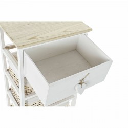 Caisson à Tiroirs DKD Home Decor Blanc Marron Clair osier Bois de paulownia 40 x 29 x 73 cm