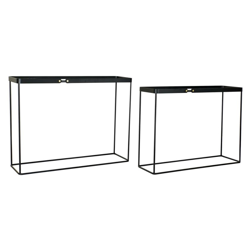 Console DKD Home Decor Noir Métal Verre 107,5 x 32,5 x 80,5 cm