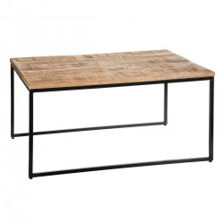 Table Basse Fer Bois de manguier 80 x 60 x 40 cm