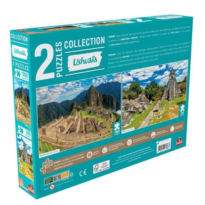GOLIATH Puzzle Collection Ushuaia - Machu Picchu (Pérou) et Tikal (Gu