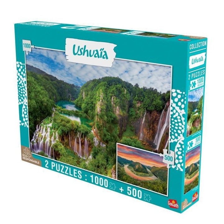 GOLIATH Puzzle Collection Ushuaia - Chutes de Plitvice (Croatie) et La