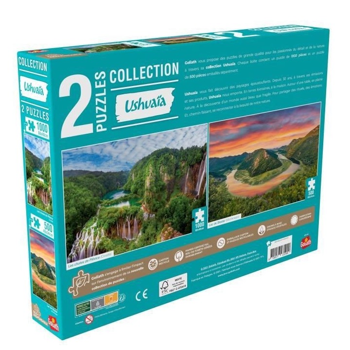 GOLIATH Puzzle Collection Ushuaia - Chutes de Plitvice (Croatie) et La