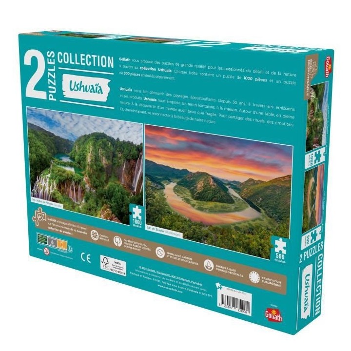 GOLIATH Puzzle Collection Ushuaia - Chutes de Plitvice (Croatie) et La