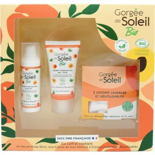GORGEE DE SOLEIL Coffret Bio Creme de jour + Sérum + 2 Carrés demaqu