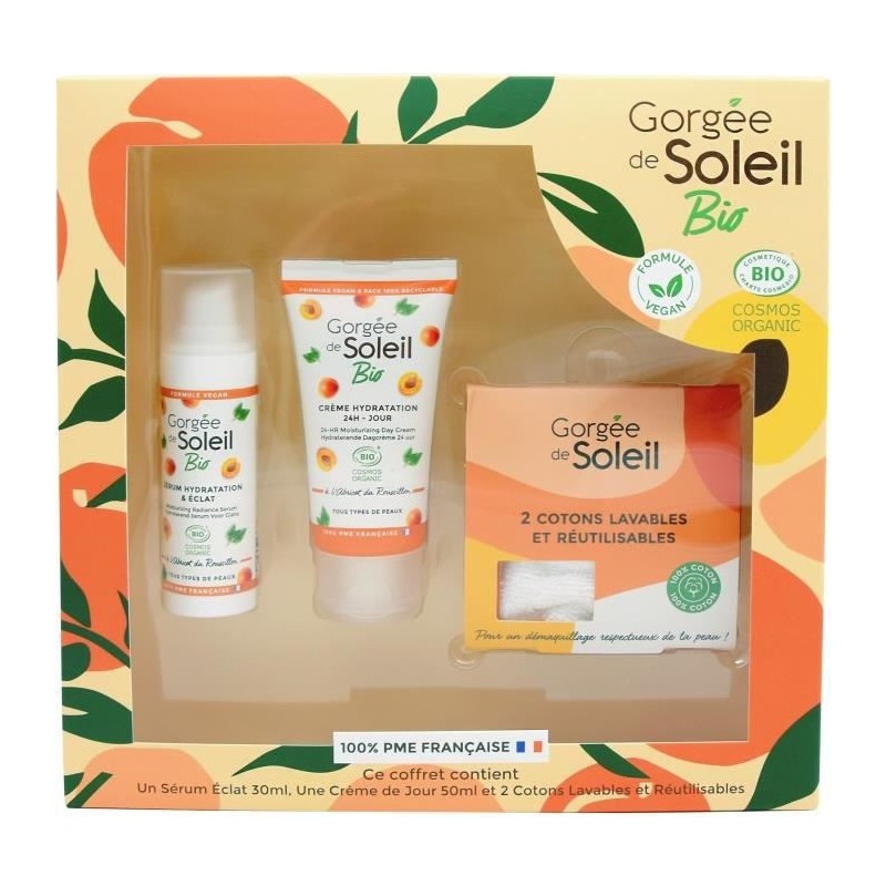 GORGEE DE SOLEIL Coffret Bio Creme de jour + Sérum + 2 Carrés demaquillants