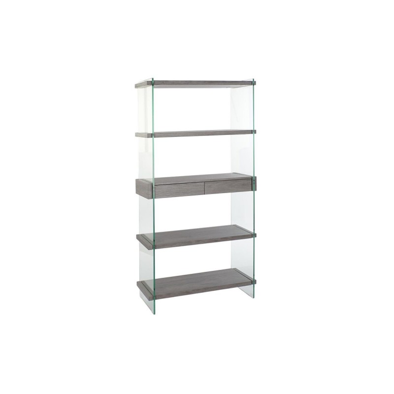 Étagère DKD Home Decor Gris Transparent Métal Verre Bois MDF 30 x 40 cm 90 x 35 x 180 cm (1)