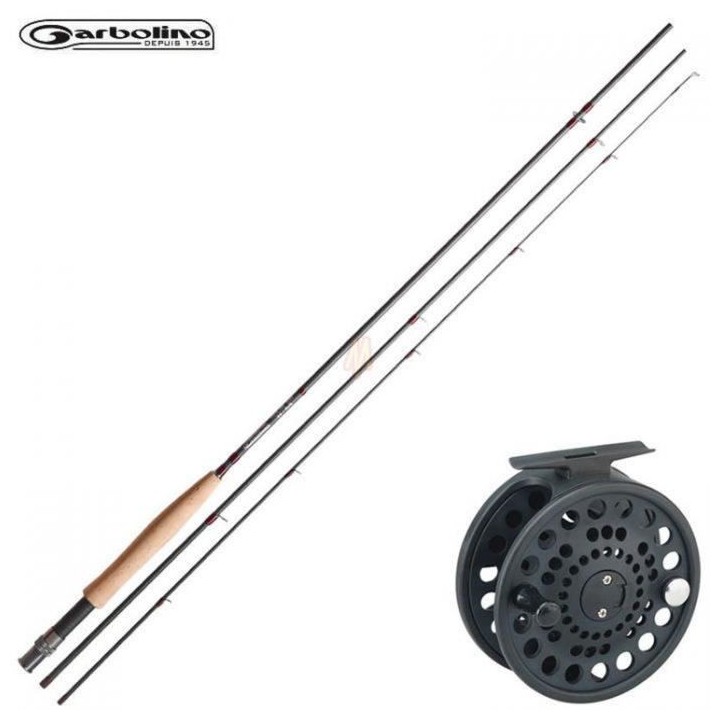 GARBOLINO Combo Mouche 9'0 - 5/6 - Canne + Moulinet + Soie + Boite + 6
