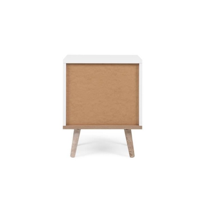 Chevet 2 tiroirs - Décor chene sonoma Blanc - L 40 x P 30 x H 51,9 cm