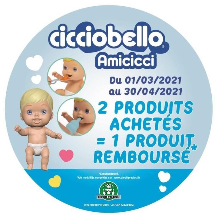 Cicciobello- Set Repas Cicciobello Amicicci Deluxe - Modele Cheveux Bl