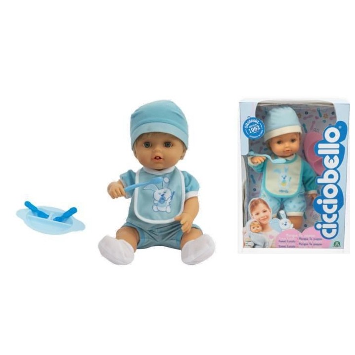 Cicciobello, Premiers Repas, poupon 30 cm, Apprend a manger tout seul,