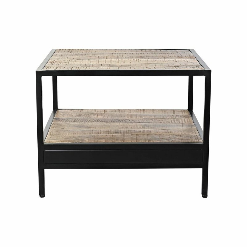 Table d'appoint DKD Home Decor Marron Noir Métal Bois de manguier 60 x 60 x 46 cm