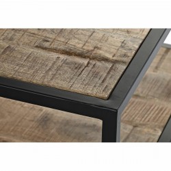 Table d'appoint DKD Home Decor Marron Noir Métal Bois de manguier 60 x 60 x 46 cm