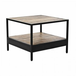 Table d'appoint DKD Home Decor Marron Noir Métal Bois de manguier 60 x 60 x 46 cm