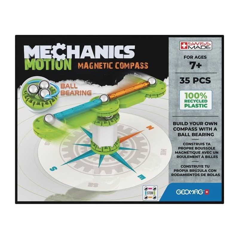 GEOMAG MECHANICS, MOTION 35 pcs, construction magnétique, jeux éducatifs, Jouet pour enfants des 7 ans, GMT00