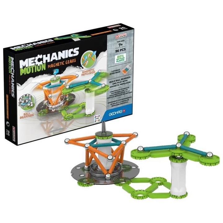GEOMAG MECHANICS, MOTION 96 pcs, construction magnétique, jeux éduca
