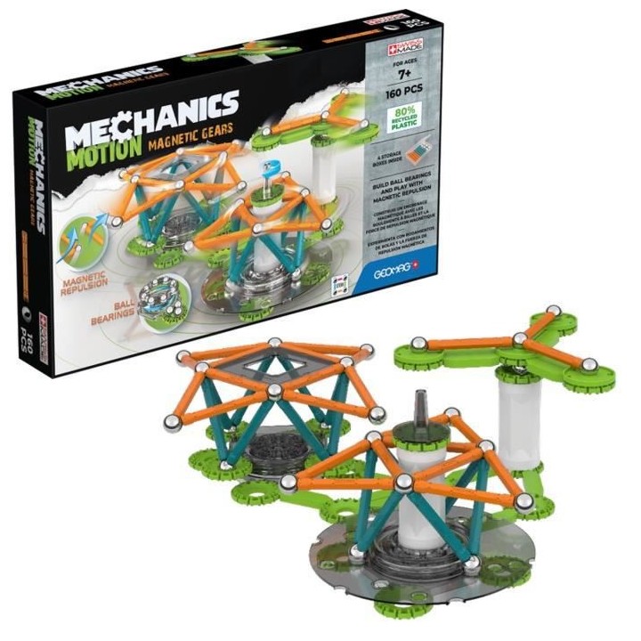 GEOMAG MECHANICS, MOTION 160 pcs, construction magnétique, jeux éduc