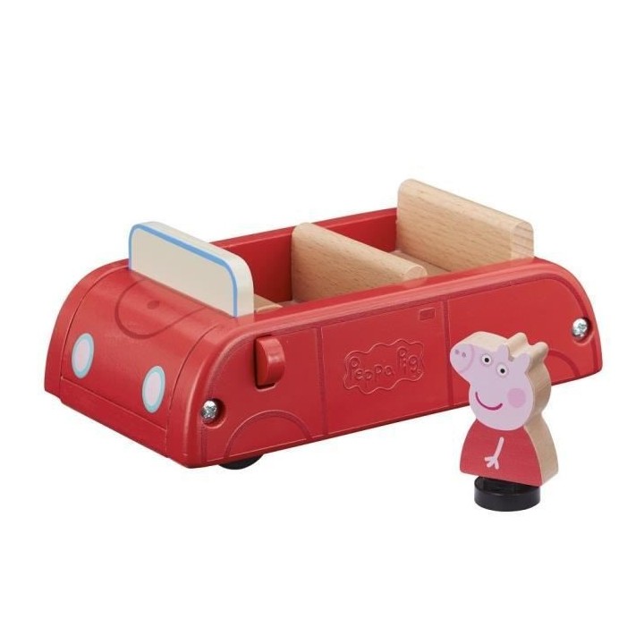 Peppa Pig - Voiture en Bois Rouge avec 1 personnage