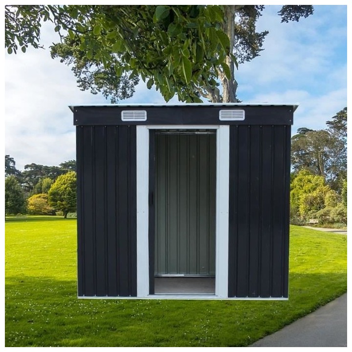 Abri de jardin en métal GARDENWOOD 2,26 m² - Kit ancrage inclus - Gr