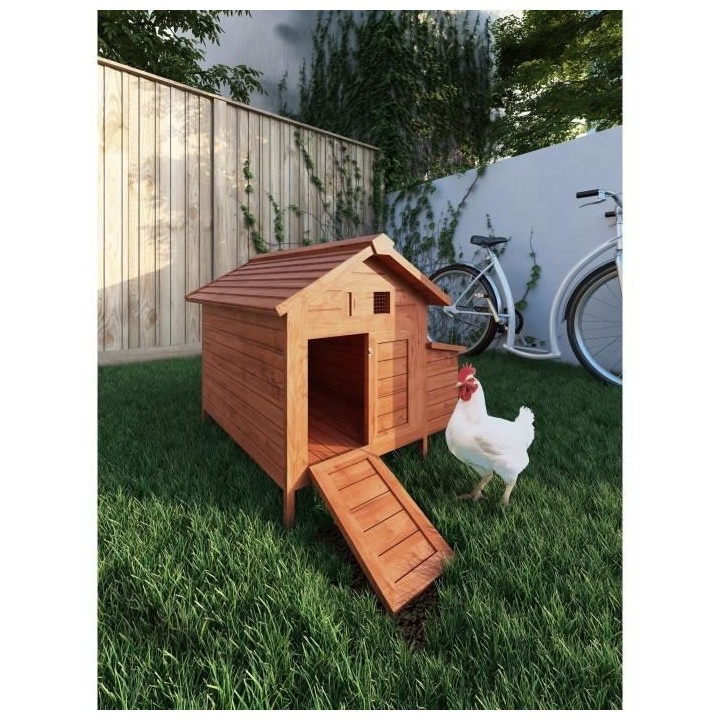 POILS & PLUMES Poulailler Didier en bois 2 poules - 89x70x93 cm