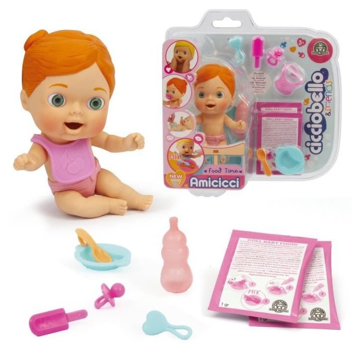 CCB - Set Repas Cicciobello Amicicci Deluxe - Modele Fille Cheveux Rou