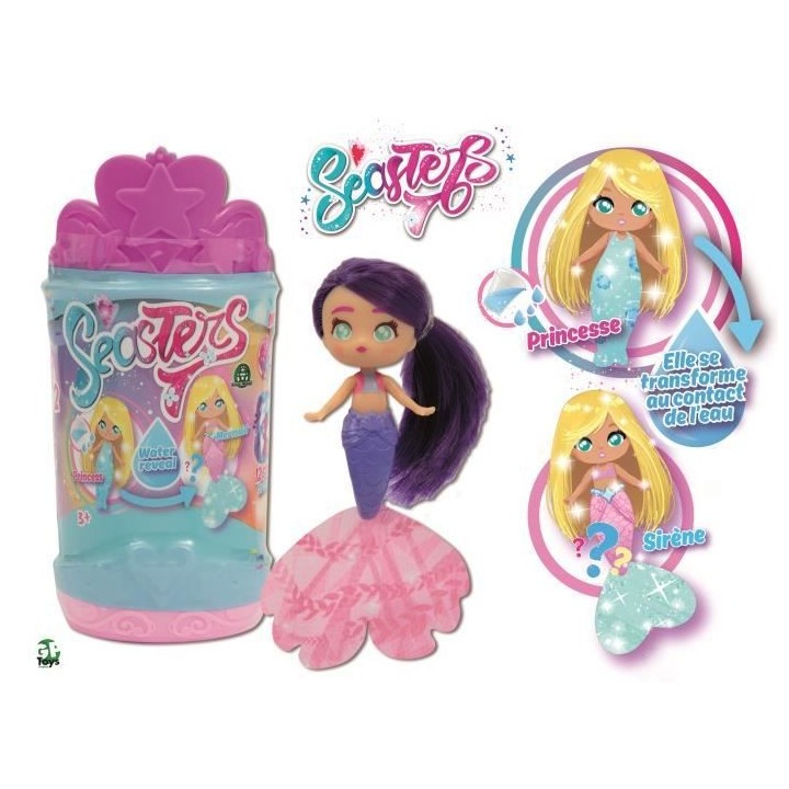 Seasters , Poupée sirene surprise, Princesse qui se transforme en Sir