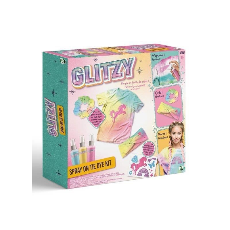 Glitzy, Coffret Spray on Tie & Dye, Loisirs créatifs,Création de ses propres accessoires en tie & dye