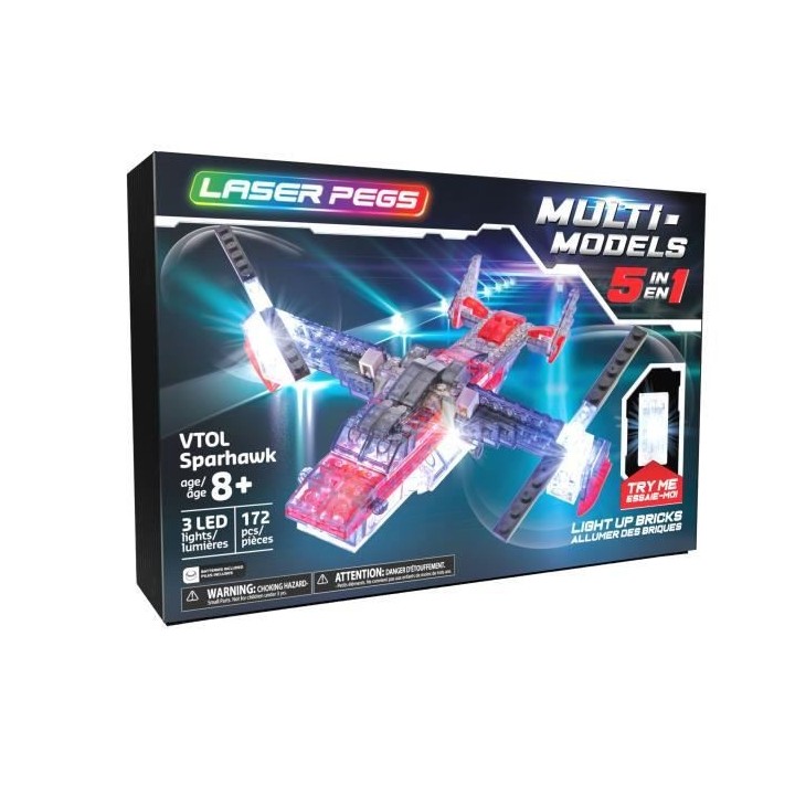 Laser Pegs, Véhicule aérien - 5 en 1 - 172 pcs, Construction, brique