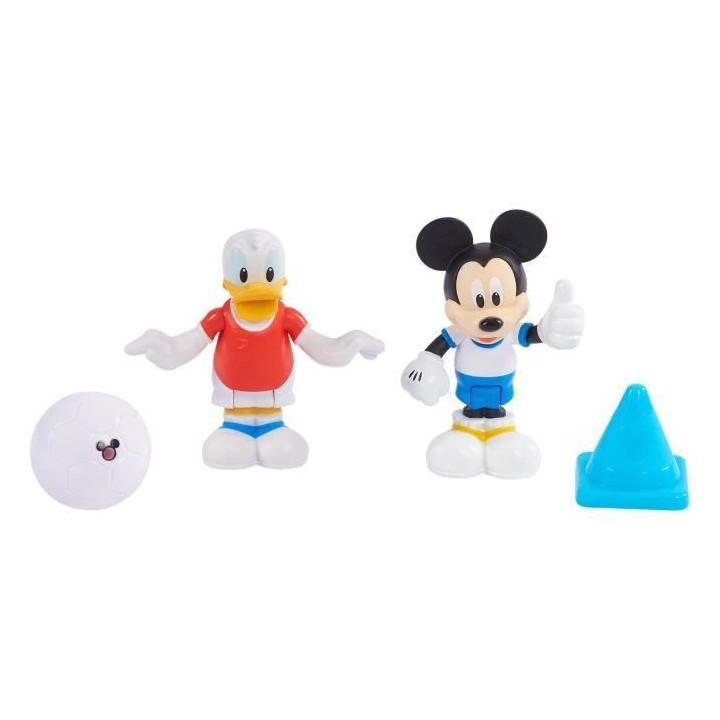 Mickey, 2 figurines articulées 7,5 cm avec accessoires, Theme Footbal