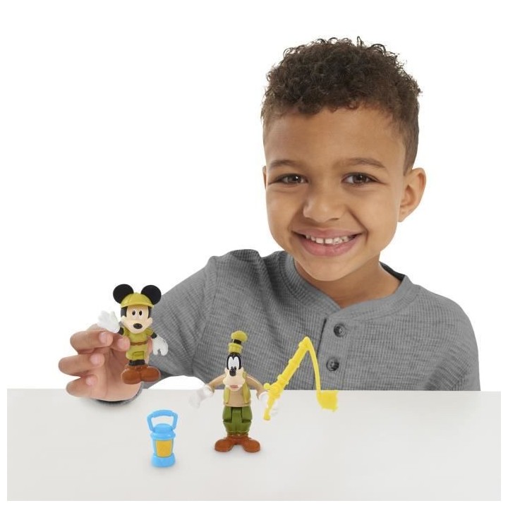 Mickey, 2 figurines articulées 7,5 cm avec accessoires, Theme Camping